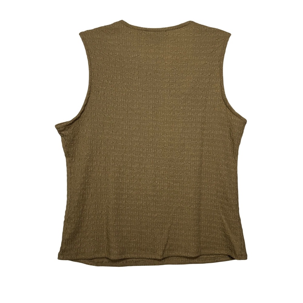 Fred David Tank Top Womens‎ L Tan New Textured Gold Ring Asymmetrical - Picture 2 of 7